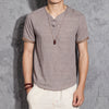 Chinese Style Embroidered Linen Tee: Casual
