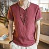 Chinese Style Embroidered Linen Tee: Casual