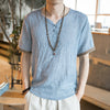 Chinese Style Embroidered Linen Tee: Casual