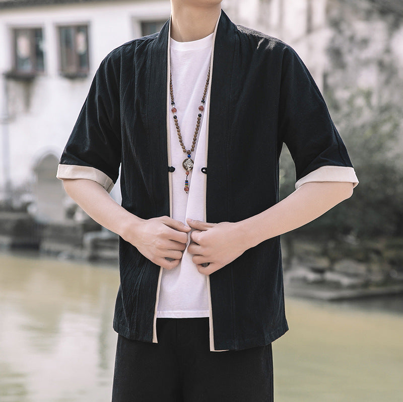 Loose Kimono Cardigan with Buckle