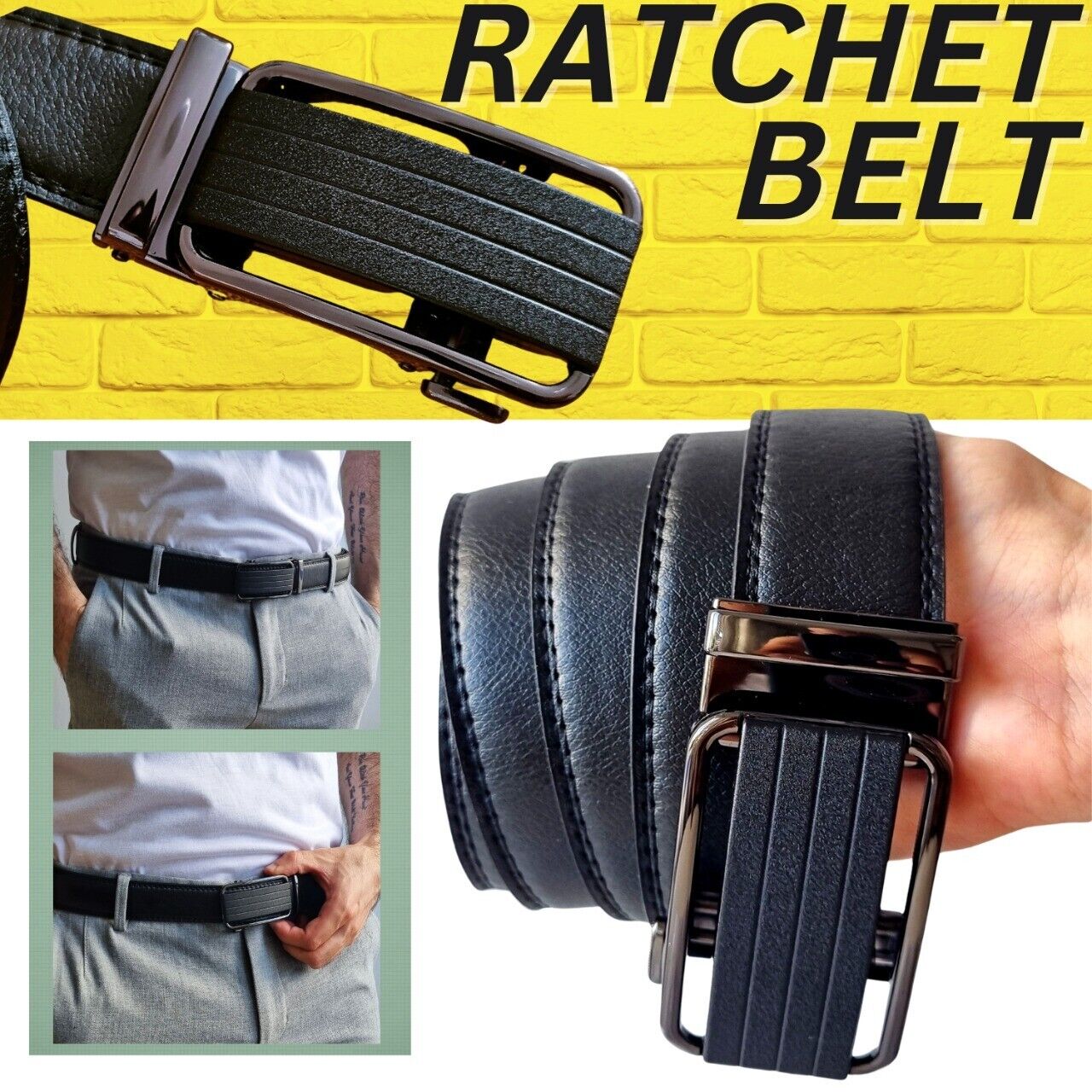 Adjustable Microfiber Ratchet Belt for Men