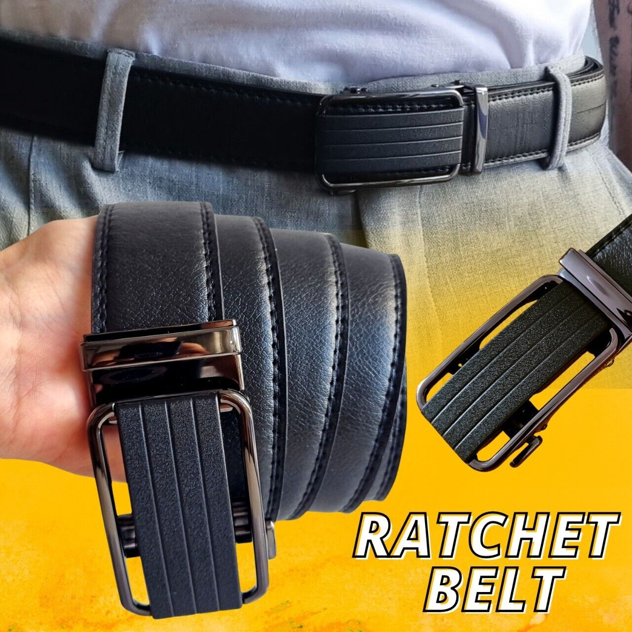 Adjustable Microfiber Ratchet Belt for Men