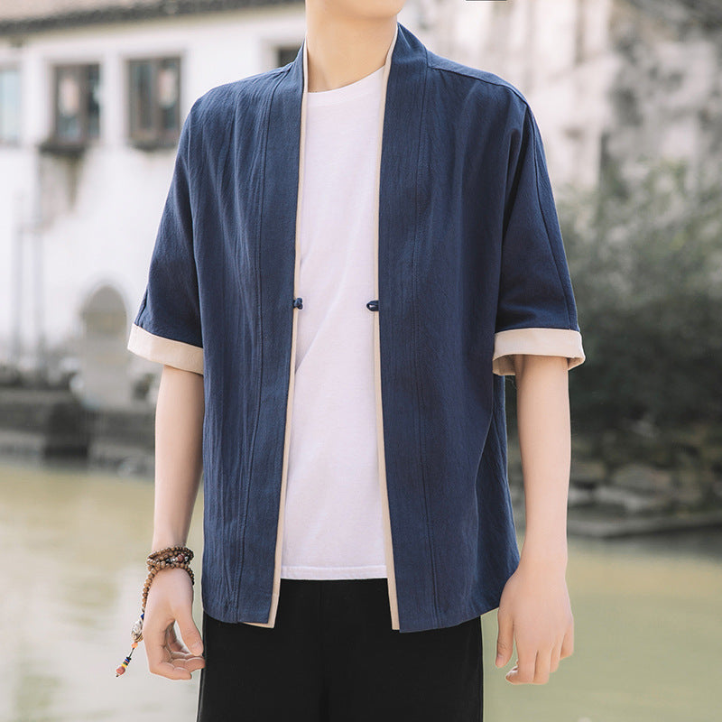 Loose Kimono Cardigan with Buckle