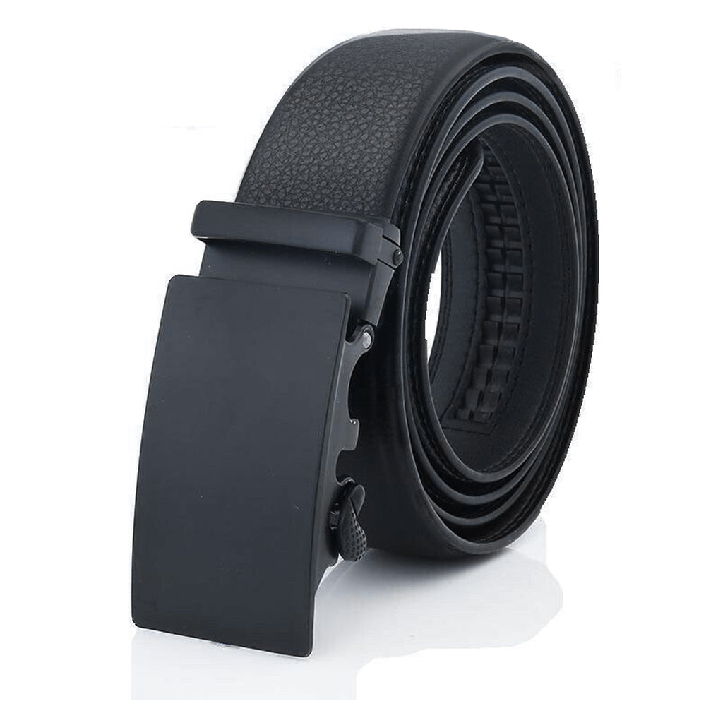 Men's Black Automatic Buckle Ratchet Belt: Sleek & Adjustable