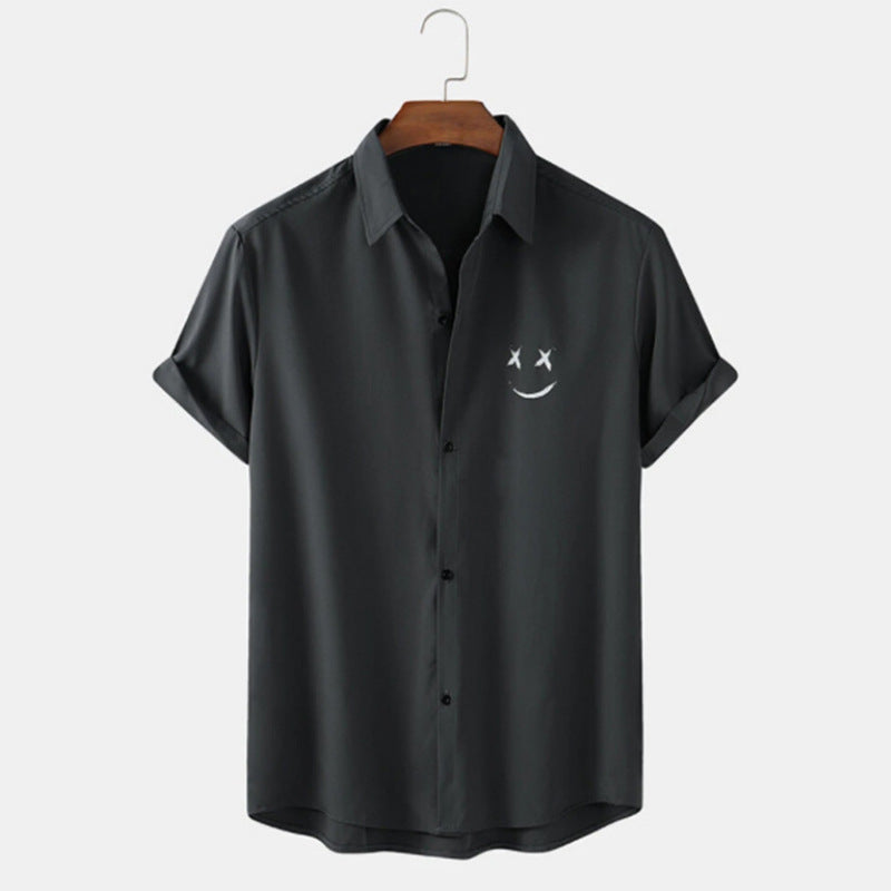 Hong Kong Style Men's Summer Shirt: Trendy Print