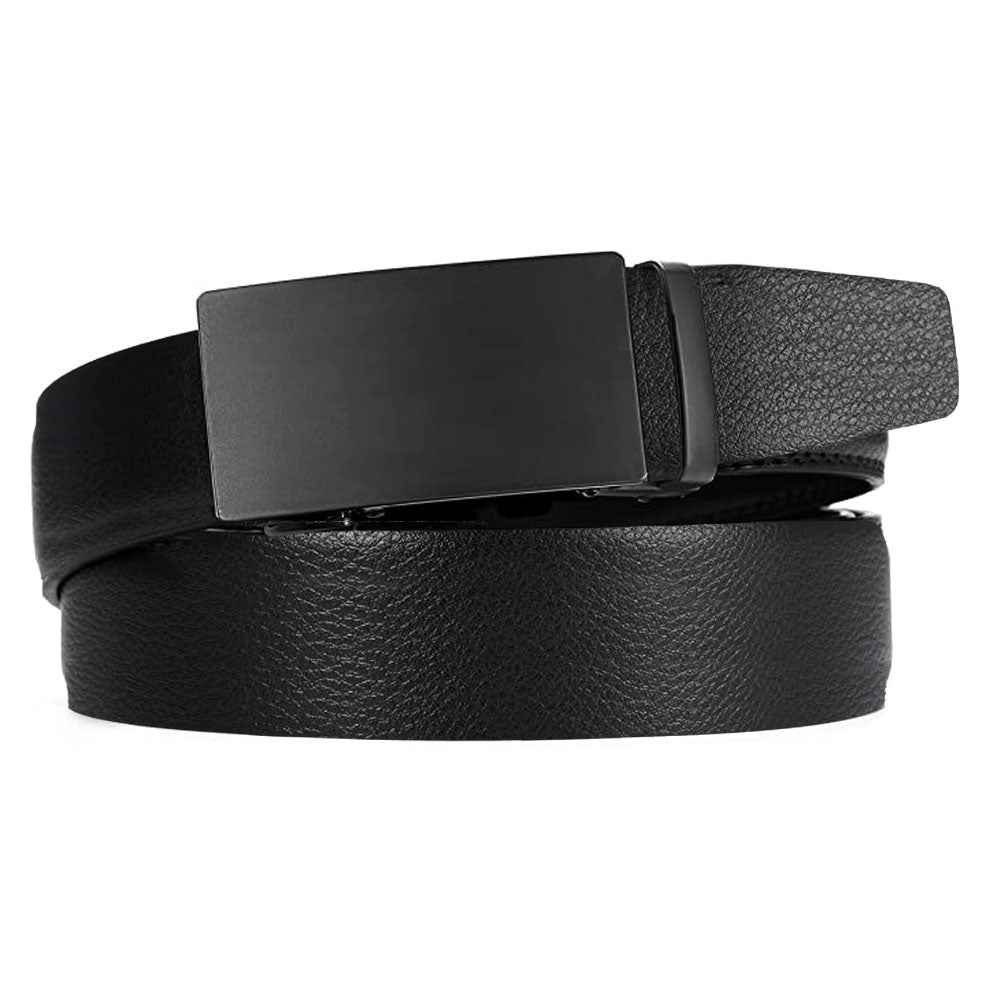 Men's Black Automatic Buckle Ratchet Belt: Sleek & Adjustable
